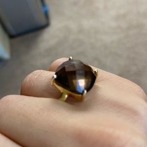 Smokey Quartz Ring with 14k Gold Overlay